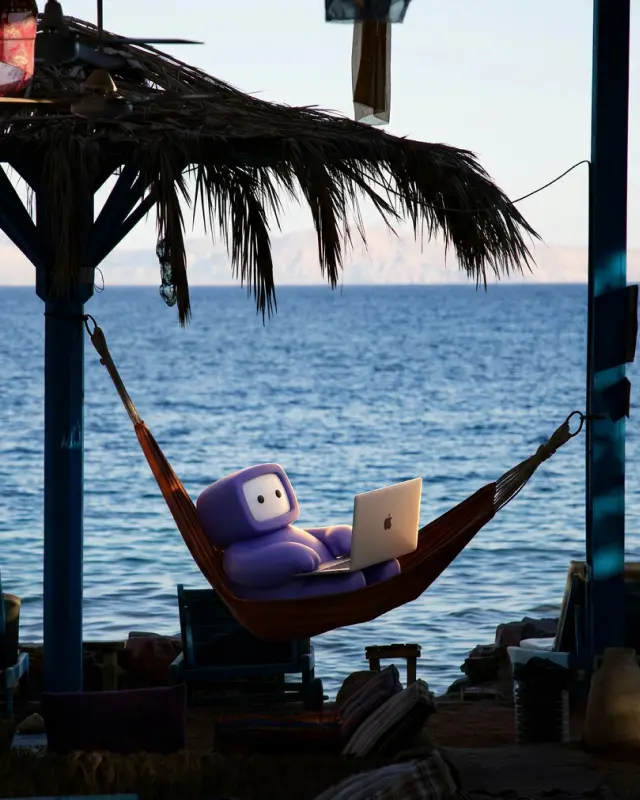 Working from a hammock